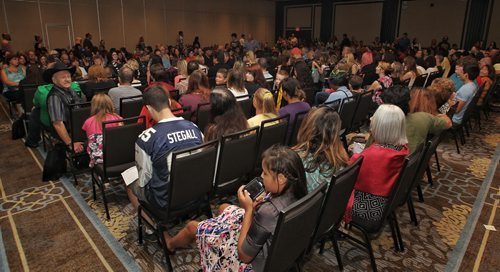 One of the two waiting rooms inside the conference level for the casting call at Fairmont Sunday for a movie starring Dennis Quaid, Peggy Lipton and Britt Robertson. 150809 August 09, 2015 MIKE DEAL / WINNIPEG FREE PRESS