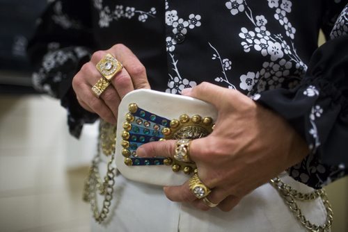 Elvis impersonator Corny Rempel transforms from his regular self to his stage persona through makeup, a wig, and classic outfits at a show at the Elvis Festival in Gimli on Sunday, Aug. 9, 2015. Mikaela MacKenzie / Winnipeg Free Press