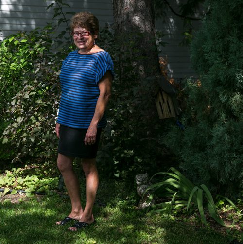 Judy Wasylycia-Leis by some of her backyard garden.    See where mayor candidates are now - story by Kristin Annable August 11, 2015 - Melissa Tait / Winnipeg Free Press