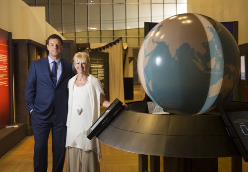 Len and Suzy Rodness, co-chairs of Magna Carta Canada, at the new Magna Carta exhibit at the Canadian Museum of Human Rights in Winnipeg on Thursday, Aug. 13, 2015. Mikaela MacKenzie / Winnipeg Free Press