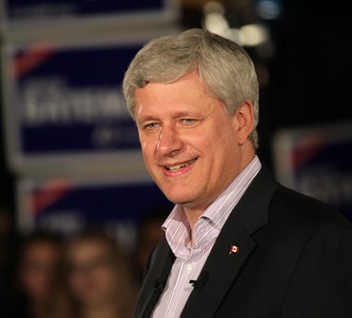 Prime Minister STEPHEN HARPER at a party rally held in Winnipeg Thursday afternoon. About 200 party faithful packed a small room at a local hotel. There were no public attndees. See story. August 13,2015 - (Phil Hossack / Winnipeg Free Press)