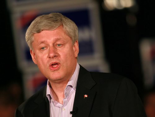 Prime Minister STEPHEN HARPER at a party rally held in Winnipeg Thursday afternoon. About 200 party faithful packed a small room at a local hotel. There were no public attndees. See story. August 13,2015 - (Phil Hossack / Winnipeg Free Press)