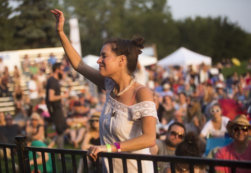 Bethazore dances as Tanya Tagaq plays at the Interstellar Rodeo at the Forks in Winnipeg on Friday, Aug. 14, 2015.   Mikaela MacKenzie / Winnipeg Free Press