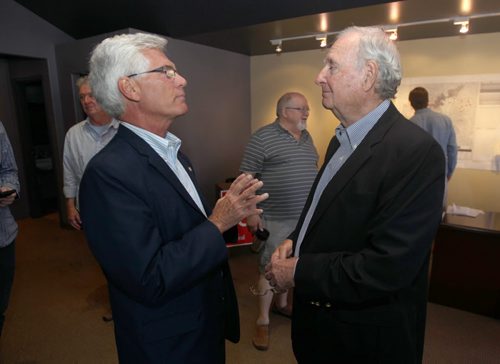 Winnipeg South Centre Liberal candidate Jim Carr had a visit by former Prime Minister Paul Martin to his Academy St campaign office Standup Photo- Aug 17, 2015   (JOE BRYKSA / WINNIPEG FREE PRESS)
