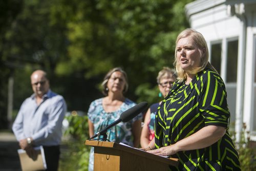 Family Services Minister Kerri Irvin-Ross announces a new facility to support high-risk youth with complex needs at Marymound in Winnipeg on Wednesday, Aug. 19, 2015.   Mikaela MacKenzie / Winnipeg Free Press