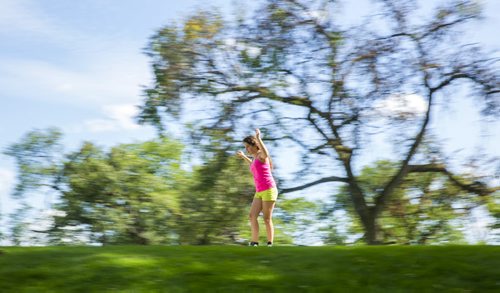 Hailey Both longboards in Saint John's Park in Winnipeg on Thursday, Aug. 20, 2015.   Mikaela MacKenzie / Winnipeg Free Press