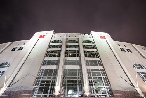 Memorial Stadium on University of Nebraska campus holds 87,000 fans and has held 340 consecutive sellouts since 1962. It was built in 1923 and has been expanded as recently as 2013.  Former Blue Bombers head coach, and two-time Grey Cup winner, Mike Riley now coaching the University of Nebraska Cornhuskers in Lincoln, Nebraska.  August 17, 2015 - Melissa Tait / Winnipeg Free Press