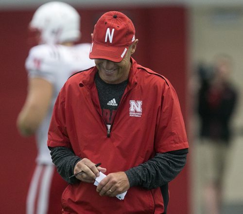 Riley is calm and smiles often on the practice field. Former Blue Bombers head coach, and two-time Grey Cup winner, Mike Riley now coaching the University of Nebraska Cornhuskers in Lincoln, Nebraska.  August 18, 2015 - Melissa Tait / Winnipeg Free Press