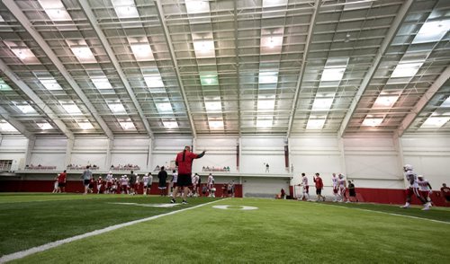 The Huskers' indoor practice facility. One of three practice fields available.  Former Blue Bombers head coach, and two-time Grey Cup winner, Mike Riley now coaching the University of Nebraska Cornhuskers in Lincoln, Nebraska.  August 18, 2015 - Melissa Tait / Winnipeg Free Press