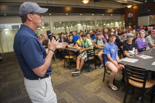 DAVID LIPNOWSKI / WINNIPEG FREE PRESS 150820 August 20, 2015  The 2000 College Summit Win teams play at MTS Iceplex Thursday August 20, 2015. Mark Chipman spoke to the youth about planning for their future at the College Hockey Inc. Summit.