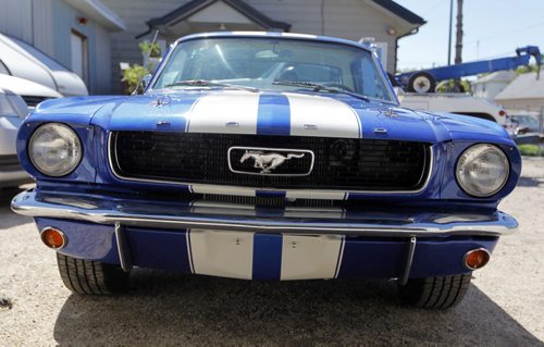 AUTO - Brad MacDonald's 1966 Mustang. Has 5L motor and trans from a newer mustang. BORIS MINKEVICH / WINNIPEG FREE PRESS PHOTO August 24, 2015