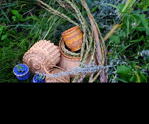 Braided Sweetgrass and baskets woven from the traditional medicine. See Alex Paul's story re: Sweetgrass as mosquito repellant. August 25, 2015 - (Phil Hossack / Winnipeg Free Press)