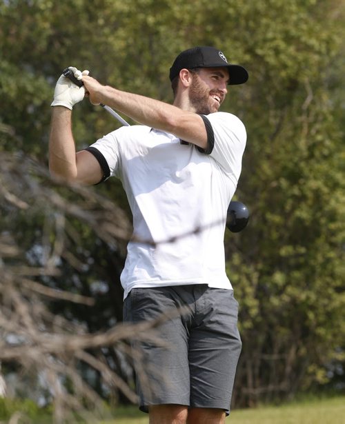 Winnipeg Jets Captain Andrew Ladd taking part in the 3rd annual Stars FORE Special O Golf Tournament at Glendale Golf & Country Club Wednesday in support of Special Olympics Manitoba. Tim Campbell  story Wayne Glowacki / Winnipeg Free Press August 26   2015