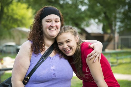 Leona Fontaine and her daughter Sage, 12, are very grateful to have had the opportunity to go to camp because of the Sunshine Fund in Winnipeg on Thursday, Aug. 27, 2015.   Mikaela MacKenzie / Winnipeg Free Press
