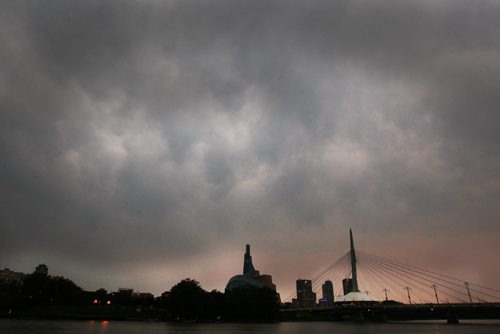 Morning Storm-Downtown Winnipeg shows signs of after a thunderstorm rolled through early Friday morning- Standup Photo- Aug 28, 2015   (JOE BRYKSA / WINNIPEG FREE PRESS)