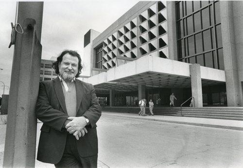 Former WSO conductor George Cleve in front of the Centennial Concert Hall. April 29, 1983. JIM WILEY / WINNIPEG FREE PRESS