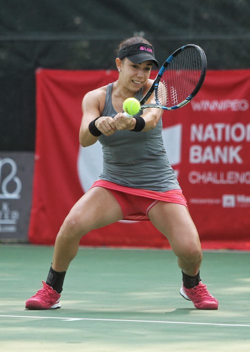 Canadian Sharon Fichman during the Finals of the 2015 Winnipeg National Bank Challenger against American Kristie Ahn Sunday at the Winnipeg Lawn Tennis Club.  150830 August 30, 2015 MIKE DEAL / WINNIPEG FREE PRESS