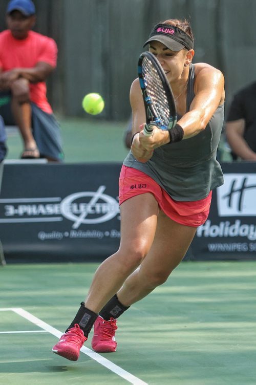 Canadian Sharon Fichman during the Finals of the 2015 Winnipeg National Bank Challenger against American Kristie Ahn Sunday at the Winnipeg Lawn Tennis Club.  150830 August 30, 2015 MIKE DEAL / WINNIPEG FREE PRESS