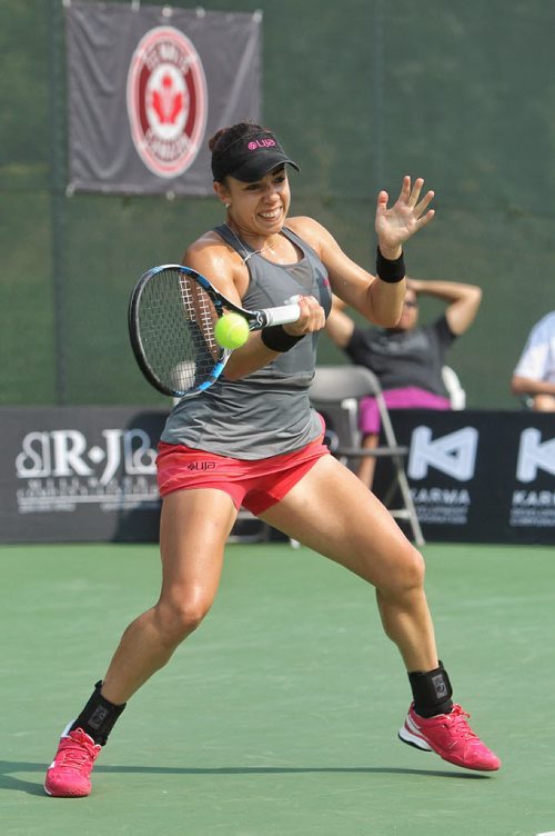 Canadian Sharon Fichman during the Finals of the 2015 Winnipeg National Bank Challenger against American Kristie Ahn Sunday at the Winnipeg Lawn Tennis Club.  150830 August 30, 2015 MIKE DEAL / WINNIPEG FREE PRESS