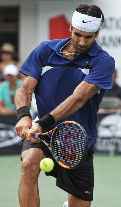 South African Fritz Wolmarans during the Finals of the 2015 Winnipeg National Bank Challenger against Gonzalo Escobar from Ecuador Sunday at the Winnipeg Lawn Tennis Club.  150830 August 30, 2015 MIKE DEAL / WINNIPEG FREE PRESS
