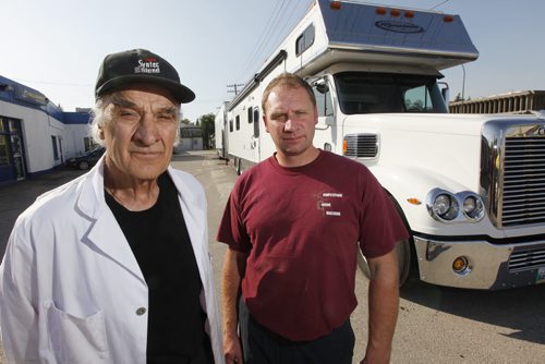 September 1, 2015 - 150901 -  Wally and Kevin Dyck travel across North America to races with their Super Comp Dragster and Super Gas Roadster in an 80 foot trailer. The father and son team were photographed with their dragster Tuesday, September 1, 2015. John Woods / Winnipeg Free Press