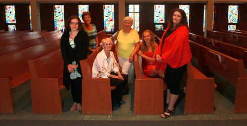 Left to right, Lilja Best, Cindy Ostapyk, Pat Finlayson, Jan Spearin French, Tessa Blaikie Whitecloud and Barbara Best pose at the St Vital United Church. They are all Board members of the Christian Girls in Training. See Brenda Suderman story. September 2, 2015 - (Phil Hossack / Winnipeg Free Press)