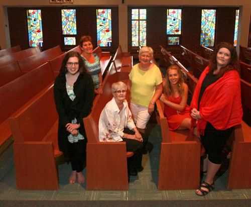 Left to right, Lilja Best, Cindy Ostapyk, Pat Finlayson, Jan Spearin French, Tessa Blaikie Whitecloud and Barbara Best pose at the St Vital United Church. They are all Board members of the Christian Girls in Training. See Brenda Suderman story. September 2, 2015 - (Phil Hossack / Winnipeg Free Press)