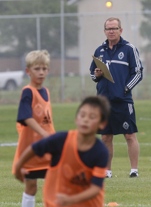Bart Choufour, Head Coach U14 Residency and Head Coach Academy Centres at Vancouver Whitecaps FC was at Shaughnessy Park watching  9-12 year old boys and girls trying out for future development programs. Tim Campbell story. Wayne Glowacki / Winnipeg Free Press Sept.3  2015
