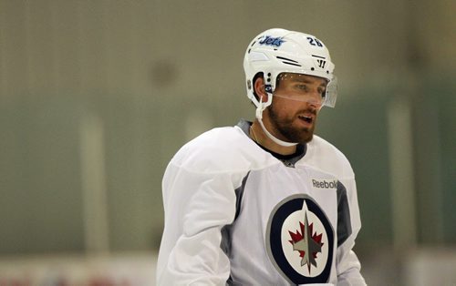 Blake Wheeler settles into the routine at the Winnipeg Jets Workout Friday morning at the Iceplex. See Tim Campbell's story. September 4, 2015 - (Phil Hossack / Winnipeg Free Press)