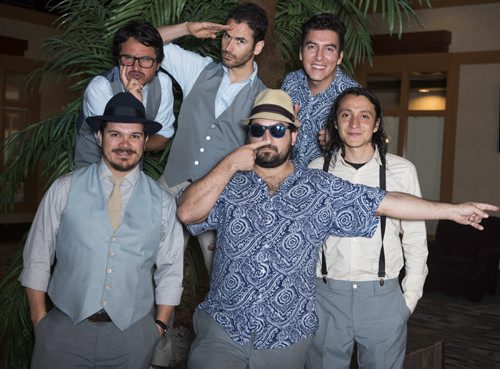 DAVID LIPNOWSKI / WINNIPEG FREE PRESS 150905 September 5, 2015  Colombian folk group Bendito Parche poses for a photo before playing the Tijuana Yacht Club Saturday September 5, 2015. The performance is part of a plan by Folklorama to extend it's entertainment reach beyond the usual two weeks of the festival.