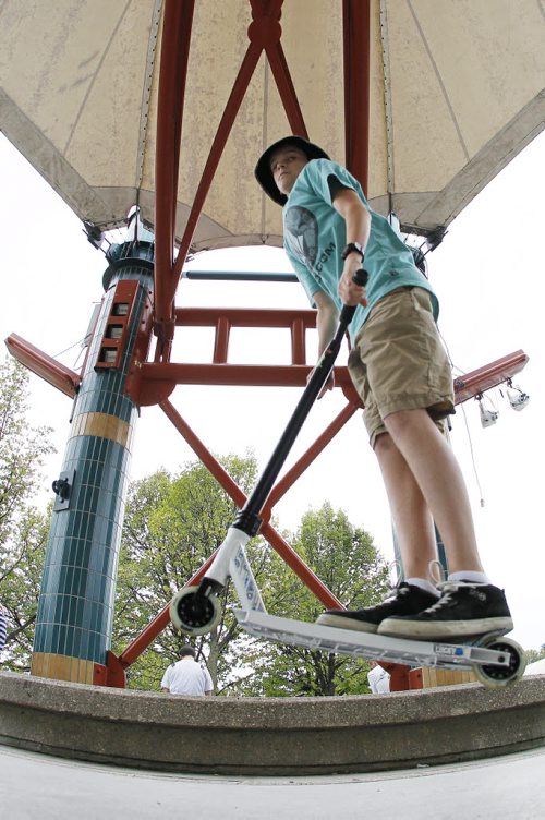 September 7, 2015 - 150907 - Sheamus Madden, 14, who is heading back to school Wednesday, was hanging out at The Forks Monday, September 7, 2015. John Woods / Winnipeg Free Press