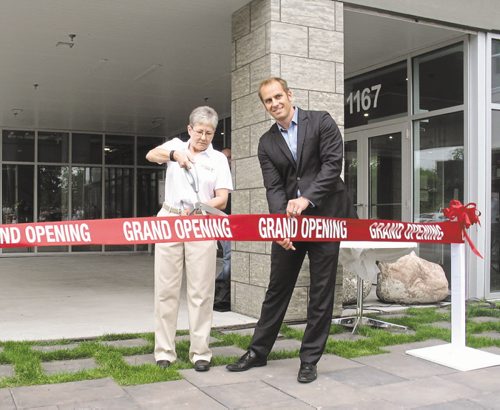 Canstar Community News Miriam Bergen, president of Edison Properties (left) and Frank Koch-Schulte, vice-president, officially opened Ruth Gardens (1167 Rothesay St.), Edison's newest property. (SHELDON BIRNIE/CANSTAR COMMUNITY NEWS/THE HERALD)