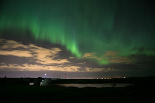 Northern Lights at the Red River Floodway inlet near Red River Drive Wednesday night. 150909 September 09, 2015 MIKE DEAL / WINNIPEG FREE PRESS