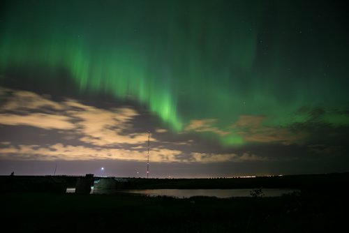 Northern Lights at the Red River Floodway inlet near Red River Drive Tuesday night. 150909 - Wednesday, September 09, 2015 -  MIKE DEAL / WINNIPEG FREE PRESS