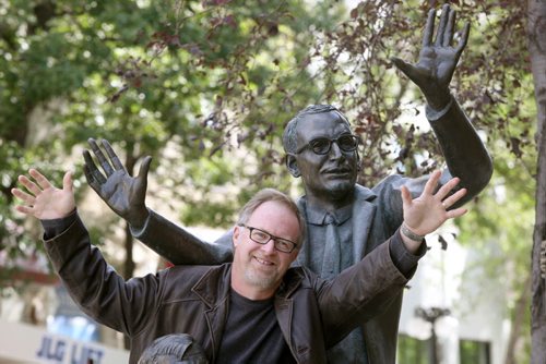 Winnipeg Free Press theater writer Kevin Prokosh is retiring from the paper- He poses for a picture outside the Royal Manitoba Theater Centre on his last day- Ent-Sept 11, 2015   (JOE BRYKSA / WINNIPEG FREE PRESS)