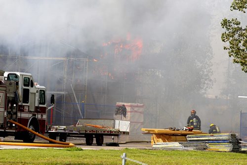 Fire scene at Super 8 that was under construction on Furmor. BORIS MINKEVICH / WINNIPEG FREE PRESS PHOTO Sept. 11, 2015