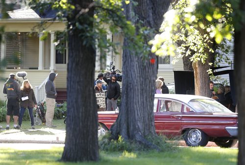 The scene on Baltimore Rd. in Riverview Monday during the making of the movie A Dog's Purpose with Dennis Quaid.  Randall King story.  Wayne Glowacki / Winnipeg Free Press September 14 2015