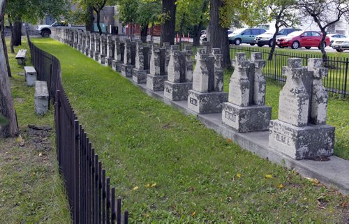 St. Boniface Oblate Fathers Cemetery. A cemetery established in 1913 by the Oblate Fathers. Located at Des Meurons Street and Provencher Boulevard. The old cemetery has stones dating back to at least 1914. BORIS MINKEVICH / WINNIPEG FREE PRESS PHOTO Sept. 14, 2015