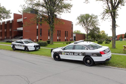 Police and Fire at Tec Voc high school where there was a possible pepper spray incident. EDS NOTE: photographed students from street. BORIS MINKEVICH / WINNIPEG FREE PRESS PHOTO Sept. 16, 2015