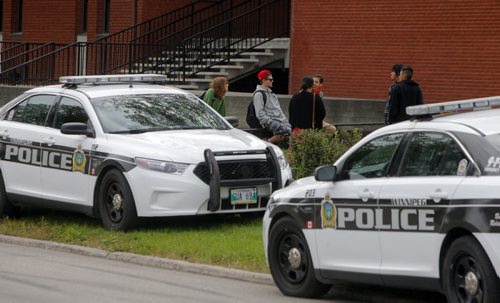 Police and Fire at Tec Voc high school where there was a possible pepper spray incident. EDS NOTE: photographed students from street. BORIS MINKEVICH / WINNIPEG FREE PRESS PHOTO Sept. 16, 2015