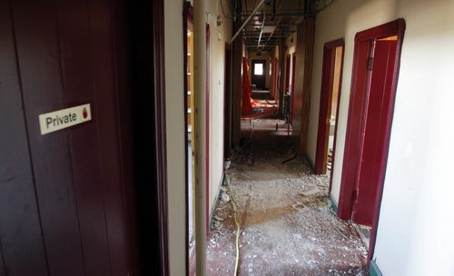 LOCAL - MERCHANTS HOTEL,  541 Selkirk Ave - Merchants Corner community event. The first sledgehammer swings at the old Merchants Hotel which is being transformed into an educational and affordable housing complex. Inside tour photos. The second floor had rooms for living before. BORIS MINKEVICH / WINNIPEG FREE PRESS PHOTO Sept. 16, 2015