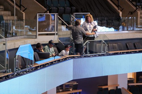 Fans check out new loge seating at the MTS Centre. The upgrades are part of $12 million of building enhancements. The Winnipeg Jets showed off the upgrades on Sept. 16, 2015. Photo by Jason Halstead/Winnipeg Free Press