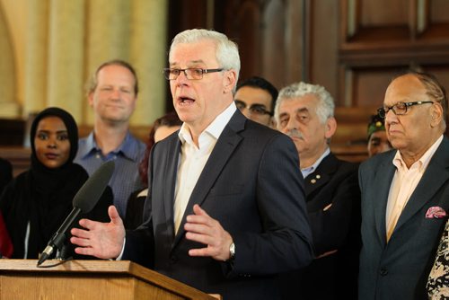 Premier Greg Selinger  announces  new funding for Syrian refugee's at Knox United Church Thursday.   See Carol Sanders story   Sept 17, 2015 Ruth Bonneville / Winnipeg Free Press