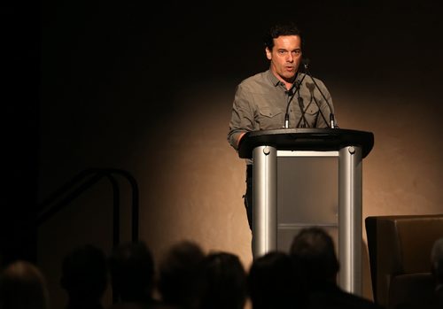 Joseph Boyden, Giller-prize-winning author, speaking at the Canadian Museum for Human Rights, Thursday, September 17, 2015. (TREVOR HAGAN/WINNIPEG FREE PRESS)
