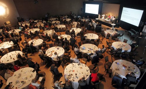 The One Summit at Canadian Museum for Human Rights CMHR in Winnipeg. Overview shot.  BORIS MINKEVICH / WINNIPEG FREE PRESS PHOTO Sept. 18, 2015