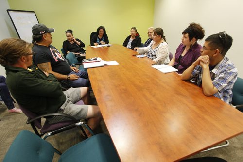 August 18, 2015 - 150818  -  Rock The Vote committee meets at Neechi Commons to discuss how to get people out to vote Tuesday, August 18, 2015. John Woods / Winnipeg Free Press