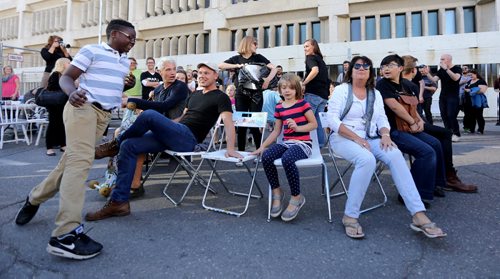 Musical Chairs as part of Chair Your Ideas on King Street in front of City Hall, Saturday, September 19, 2015. (TREVOR HAGAN/WINNIPEG FREE PRESS)