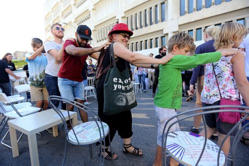 Musical Chairs as part of Chair Your Ideas on King Street in front of City Hall, Saturday, September 19, 2015. (TREVOR HAGAN/WINNIPEG FREE PRESS)