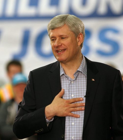 Prime Minister Stephen Harper at the Bison trucking warehouse in Winnipeg Tuesday- See Mary Agnes Welch Story- Sept 22, 2015   (JOE BRYKSA / WINNIPEG FREE PRESS)