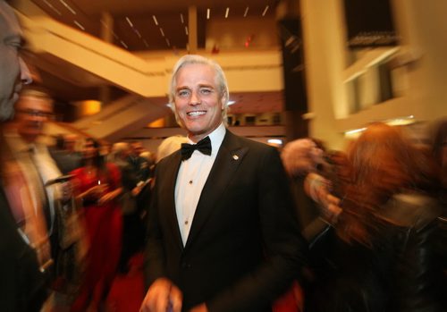 Paul Gross is all smiles as he chats  with fellow crew members of  Hyena Road and the VIP crowd on the second level of the Centennial Concert Hall Wednesday evening just prior to an exclusive screening of the show.  \  Sept 23, 2015 Ruth Bonneville / Winnipeg Free Press